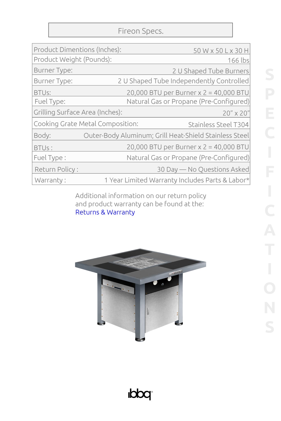 product specification