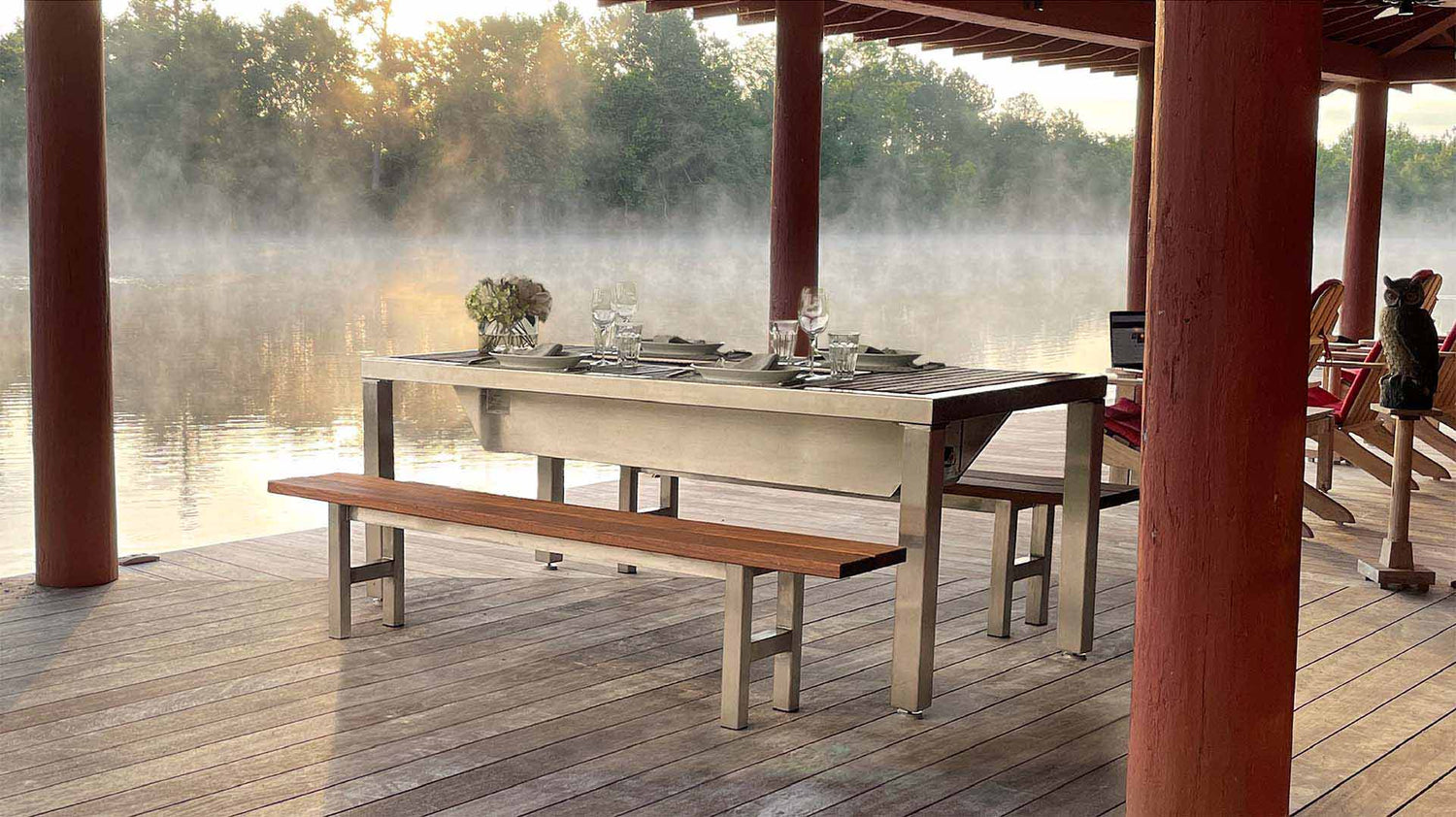 Outdoor Grilling table similar to Guy Ritchie's BBQ Grill Table in The Gentlemen