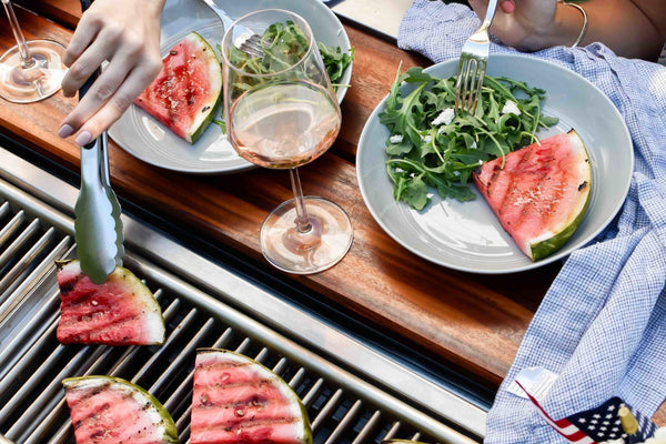 grilled watermelon on an Angara grill table