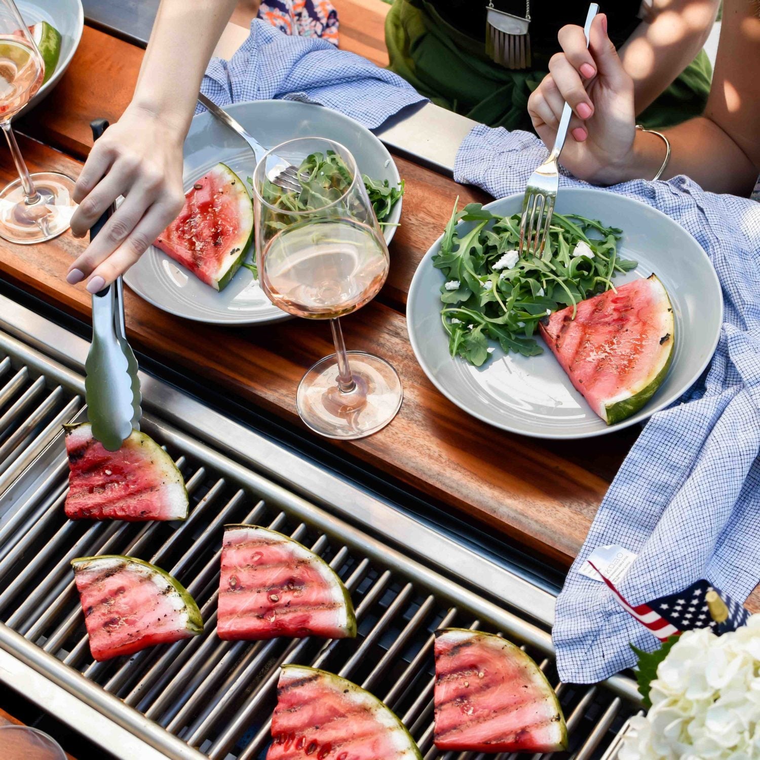 grilled watermelon on an Angara grill table